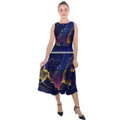 Trippy Kit Rick And Morty Galaxy Pink Floyd Midi Tie-back Chiffon Dress by Bedest