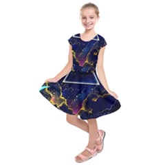 Trippy Kit Rick And Morty Galaxy Pink Floyd Kids  Short Sleeve Dress by Bedest