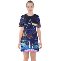 Trippy Kit Rick And Morty Galaxy Pink Floyd Sixties Short Sleeve Mini Dress by Bedest