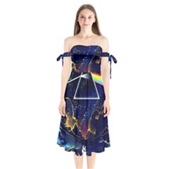 Trippy Kit Rick And Morty Galaxy Pink Floyd Shoulder Tie Bardot Midi Dress by Bedest