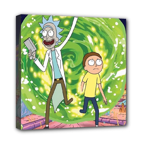 Rick And Morty Adventure Time Cartoon Mini Canvas 8  X 8  (stretched) by Bedest