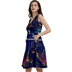 Trippy Kit Rick And Morty Galaxy Pink Floyd Sleeveless V-neck Skater Dress With Pockets by Bedest