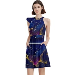 Trippy Kit Rick And Morty Galaxy Pink Floyd Cocktail Party Halter Sleeveless Dress With Pockets by Bedest