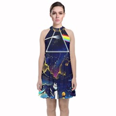 Trippy Kit Rick And Morty Galaxy Pink Floyd Velvet Halter Neckline Dress 