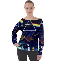 Trippy Kit Rick And Morty Galaxy Pink Floyd Off Shoulder Long Sleeve Velour Top by Bedest