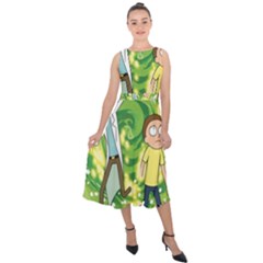 Rick And Morty Adventure Time Cartoon Midi Tie-back Chiffon Dress by Bedest