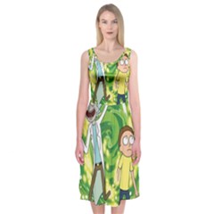 Rick And Morty Adventure Time Cartoon Midi Sleeveless Dress by Bedest