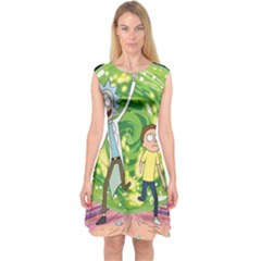 Rick And Morty Adventure Time Cartoon Capsleeve Midi Dress by Bedest