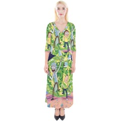 Rick And Morty Adventure Time Cartoon Quarter Sleeve Wrap Maxi Dress by Bedest