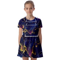 Trippy Kit Rick And Morty Galaxy Pink Floyd Kids  Short Sleeve Pinafore Style Dress by Bedest