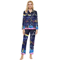 Trippy Kit Rick And Morty Galaxy Pink Floyd Womens  Long Sleeve Velvet Pocket Pajamas Set by Bedest