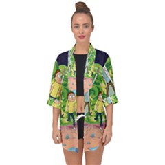 Rick And Morty Adventure Time Cartoon Open Front Chiffon Kimono by Bedest