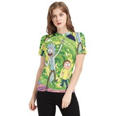 Rick And Morty Adventure Time Cartoon Women s Short Sleeve Rash Guard by Bedest