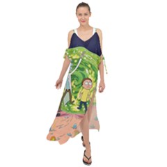 Rick And Morty Adventure Time Cartoon Maxi Chiffon Cover Up Dress by Bedest