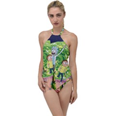 Rick And Morty Adventure Time Cartoon Go With The Flow One Piece Swimsuit by Bedest