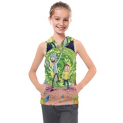 Rick And Morty Adventure Time Cartoon Kids  Sleeveless Hoodie by Bedest