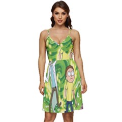 Rick And Morty Adventure Time Cartoon V-neck Pocket Summer Dress  by Bedest