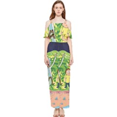 Rick And Morty Adventure Time Cartoon Draped Sleeveless Chiffon Jumpsuit by Bedest