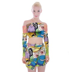 Adventure Time Finn  Jake Off Shoulder Top With Mini Skirt Set by Bedest