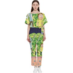 Rick And Morty Adventure Time Cartoon Batwing Lightweight Chiffon Jumpsuit by Bedest