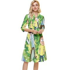 Rick And Morty Adventure Time Cartoon Classy Knee Length Dress by Bedest