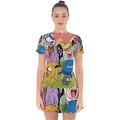 Adventure Time Finn  Jake Drop Hem Mini Chiffon Dress by Bedest