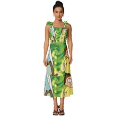 Rick And Morty Adventure Time Cartoon Tie-strap Tiered Midi Chiffon Dress by Bedest