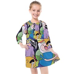 Adventure Time Finn  Jake Kids  Quarter Sleeve Shirt Dress by Bedest