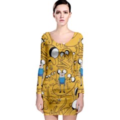 Adventure Time Finn Jake Cartoon Long Sleeve Bodycon Dress by Bedest