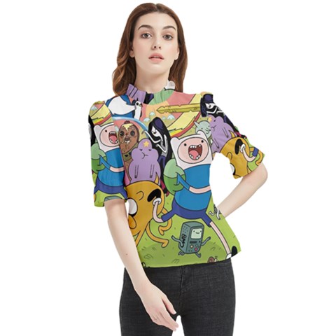 Adventure Time Finn  Jake Frill Neck Blouse by Bedest