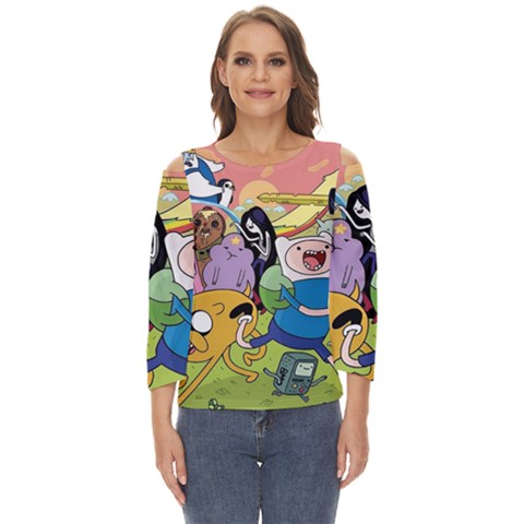 Adventure Time Finn  Jake Cut Out Wide Sleeve Top by Bedest