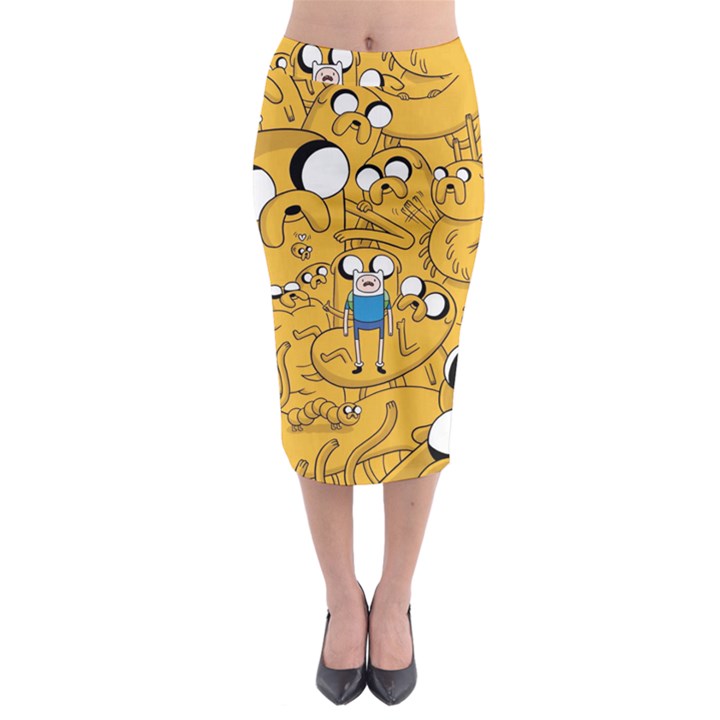 Adventure Time Finn Jake Cartoon Midi Pencil Skirt