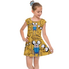 Adventure Time Finn Jake Cartoon Kids  Cap Sleeve Dress by Bedest