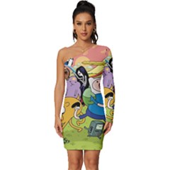 Adventure Time Finn  Jake Long Sleeve One Shoulder Mini Dress by Bedest