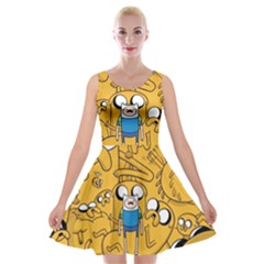 Adventure Time Finn Jake Cartoon Velvet Skater Dress by Bedest