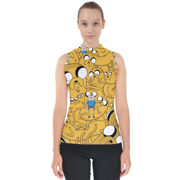 Adventure Time Finn Jake Cartoon Mock Neck Shell Top