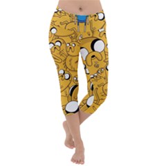 Adventure Time Finn Jake Cartoon Lightweight Velour Capri Yoga Leggings by Bedest