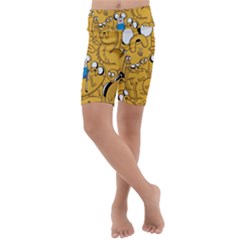 Adventure Time Finn Jake Cartoon Kids  Lightweight Velour Cropped Yoga Leggings by Bedest