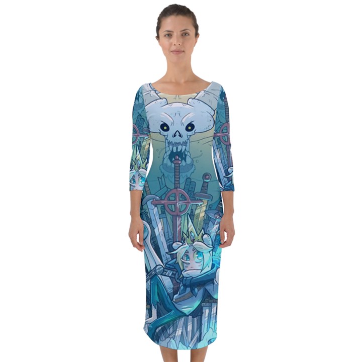 Adventure Time Lich Quarter Sleeve Midi Bodycon Dress