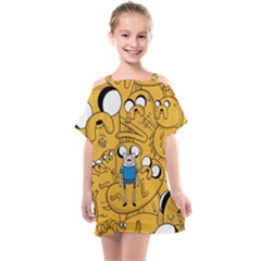 Adventure Time Finn Jake Cartoon Kids  One Piece Chiffon Dress by Bedest