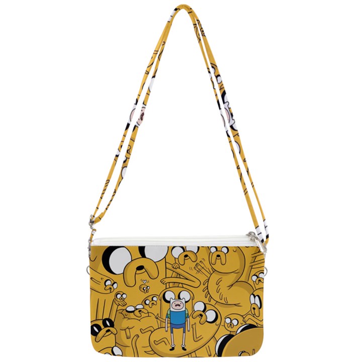 Adventure Time Finn Jake Cartoon Double Gusset Crossbody Bag