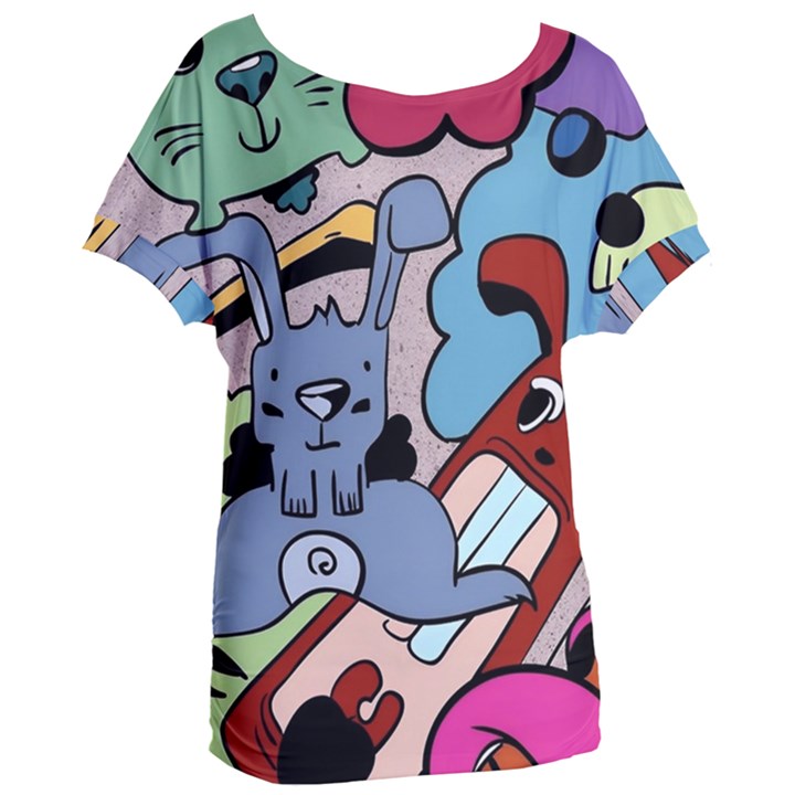 Graffiti Monster Street Theme Women s Oversized T-Shirt