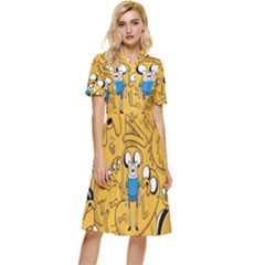 Adventure Time Finn Jake Cartoon Button Top Knee Length Dress by Bedest