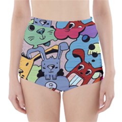 Graffiti Monster Street Theme High-waisted Bikini Bottoms by Bedest