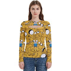 Adventure Time Finn Jake Cartoon Women s Cut Out Long Sleeve T-shirt by Bedest