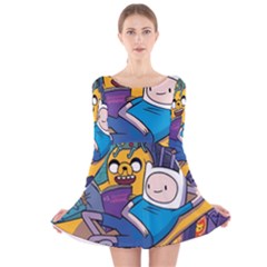 Adventure Time Finn  Jake Marceline Long Sleeve Velvet Skater Dress by Bedest