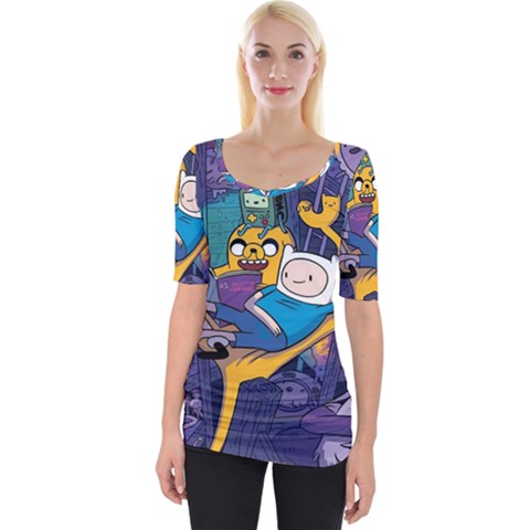 Adventure Time Finn  Jake Marceline Wide Neckline T-shirt by Bedest