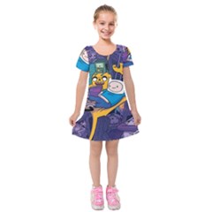 Adventure Time Finn  Jake Marceline Kids  Short Sleeve Velvet Dress by Bedest