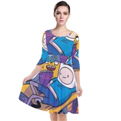 Adventure Time Finn  Jake Marceline Quarter Sleeve Waist Band Dress by Bedest