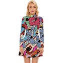 Graffiti Monster Street Theme Long Sleeve Velour Longline Dress View1